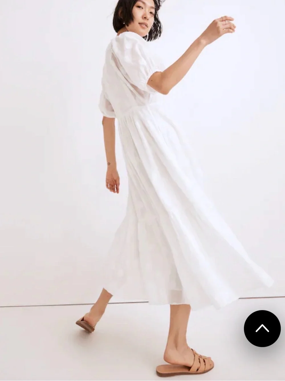 Madewell Dot Jacquard Puff Sleeve Tiered Midi Dress